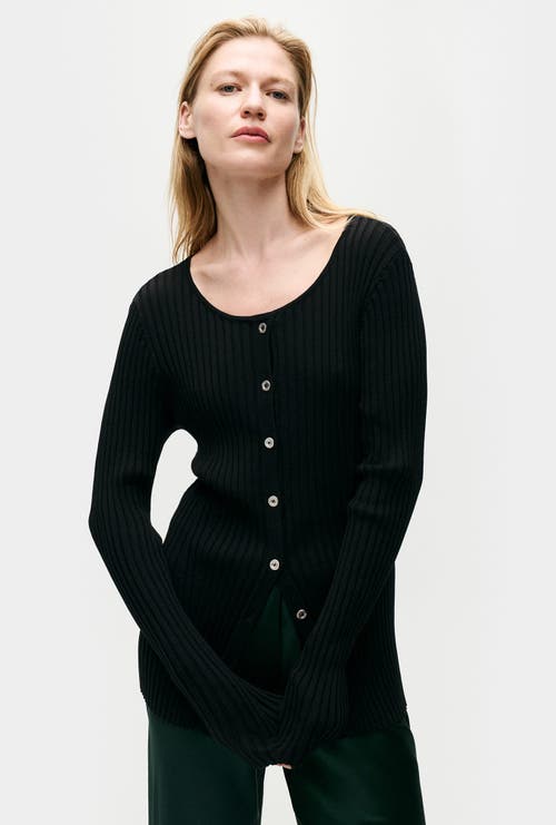 Shop Silk Laundry Ribbed Kia Cardigan Black
