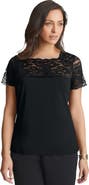 Jessica London Stretch Lace Neckline Top