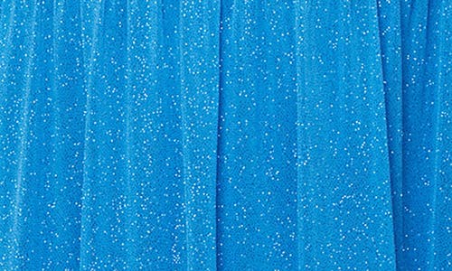 Sl Fashions Shimmer Capelet Gown In Mid Blue