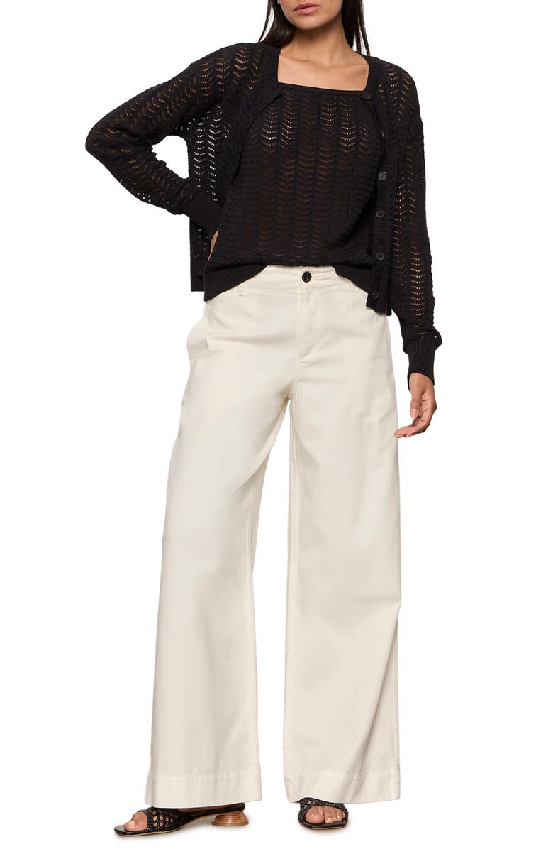 Sanctuary For Keeps Pointelle Cardigan, Alternate, color, Black