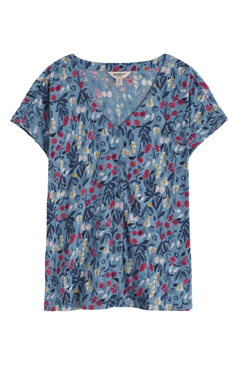 Seasalt Cornwall Studio Glass Organic Cotton Button-Up Top, Alternate, color, Spring Stems Seascape Mix