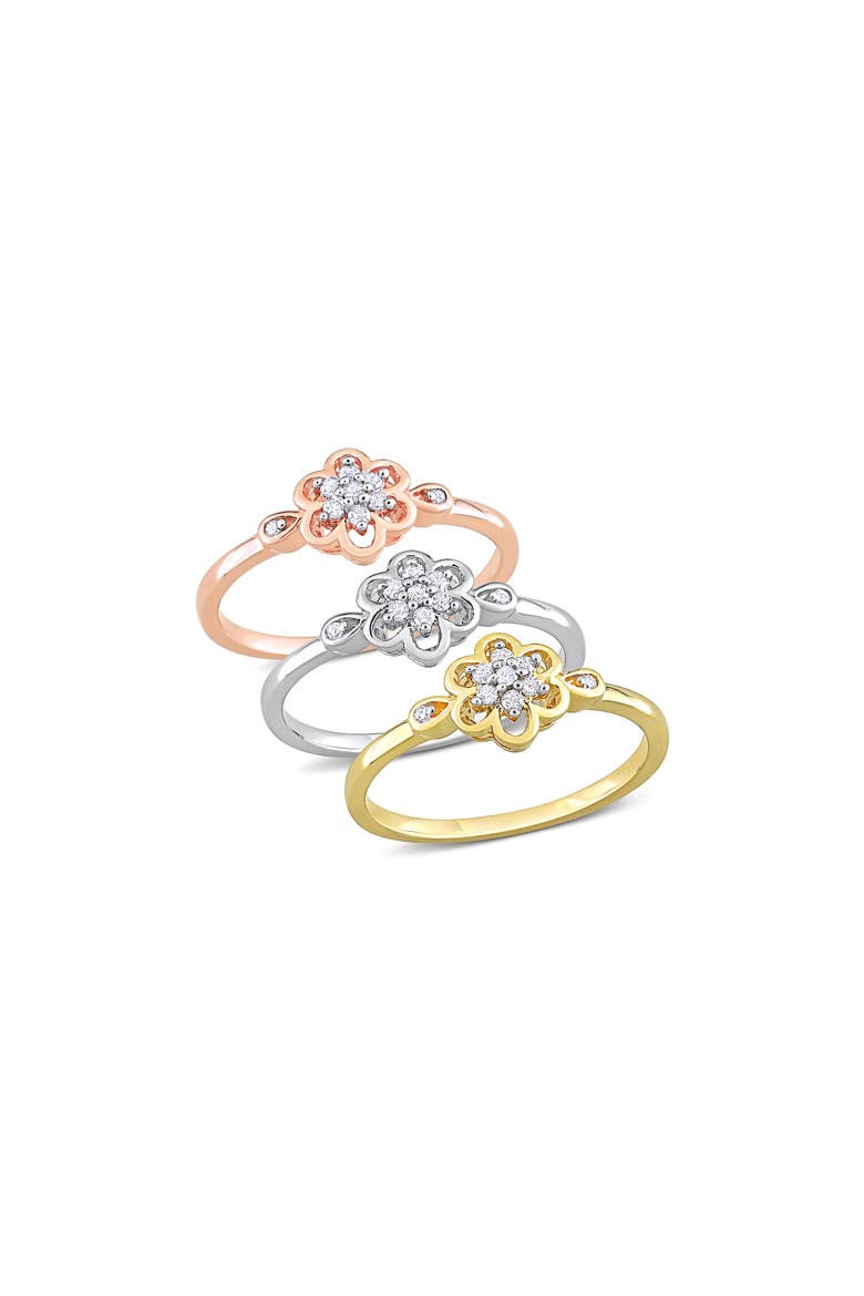 Set Of 3 Floral Diamond Rings - 0.24ct., Main, color, MULTI