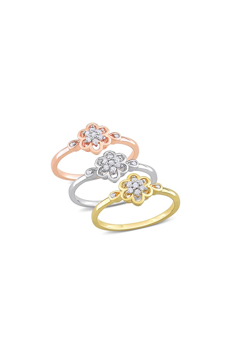 DELMAR Set Of 3 Floral Diamond Rings - 0.24ct., Main, color, Multi
