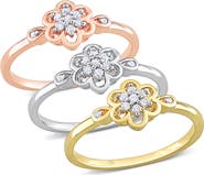 DELMAR Set Of 3 Floral Diamond Rings - 0.24ct.