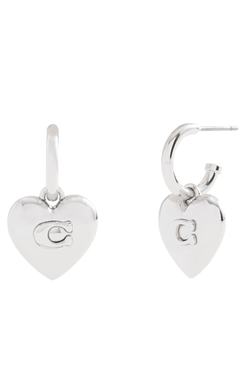 COACH Logo Charm Hoop Earrings, Main, color,