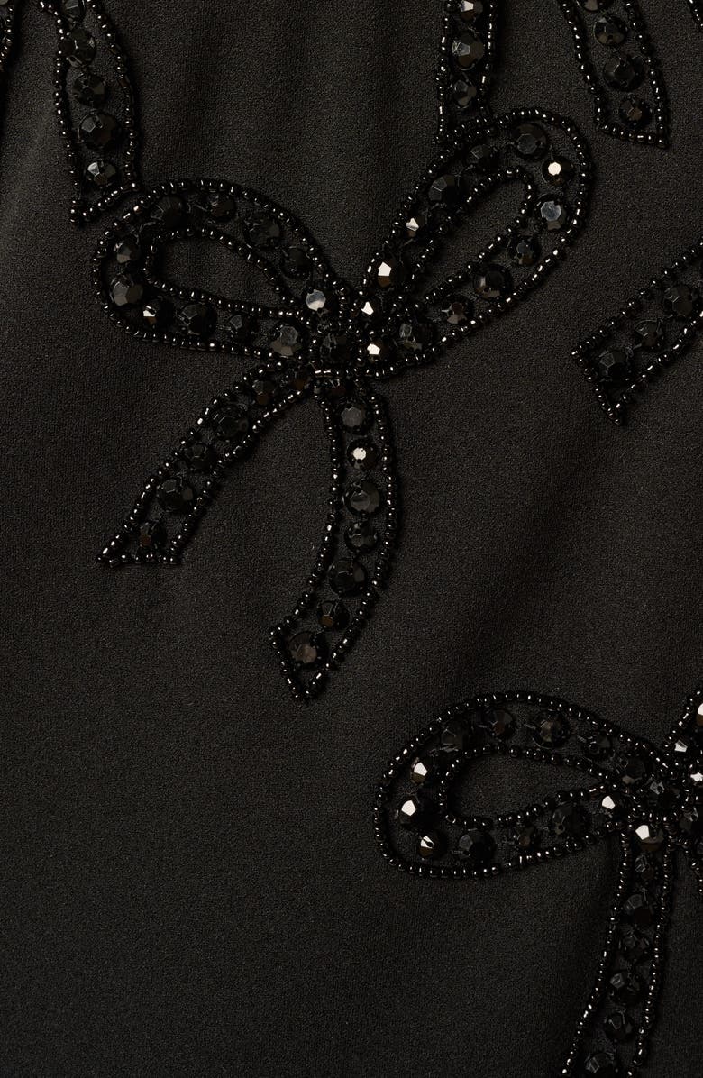 Adrianna Papell Beaded Bow Crepe Shift Dress, Alternate, color, 