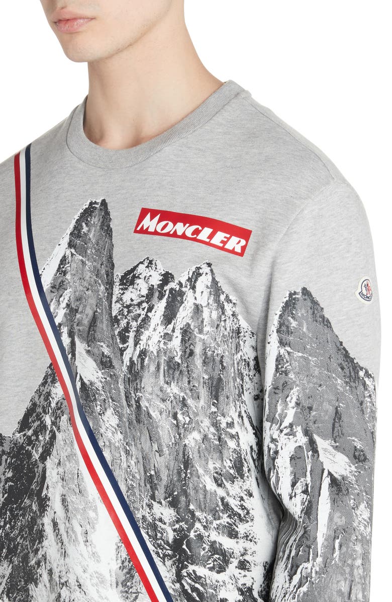 Moncler Mountain Print Crewneck Sweatshirt, Alternate, color,