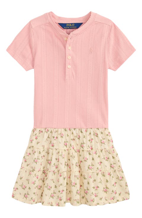 Kids' Pointelle Bodice Drop Waist Cotton Dress (Toddler & Little Kid)