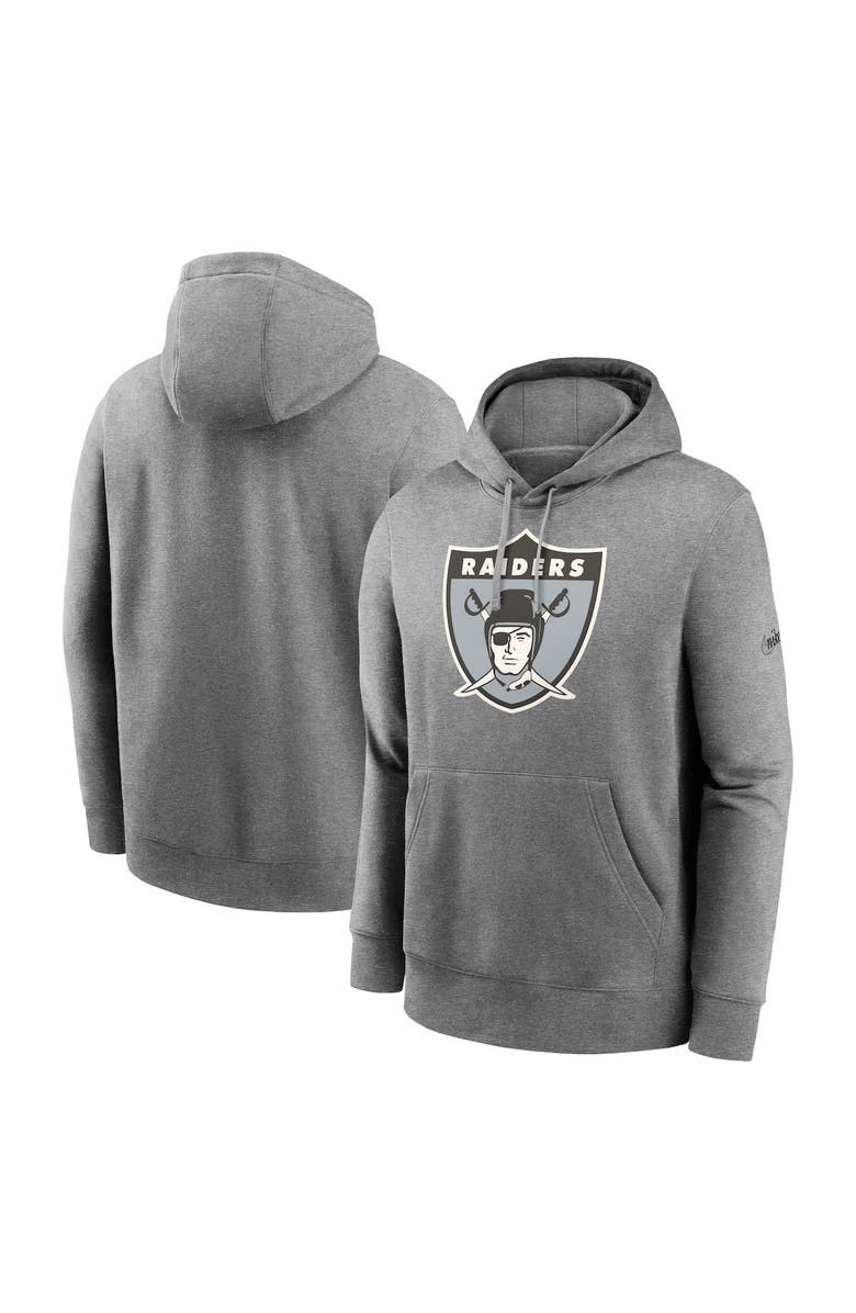 Nike Men's Nike  Heather Charcoal Las Vegas Raiders Rewind Club Pullover Hoodie, Main, color, 