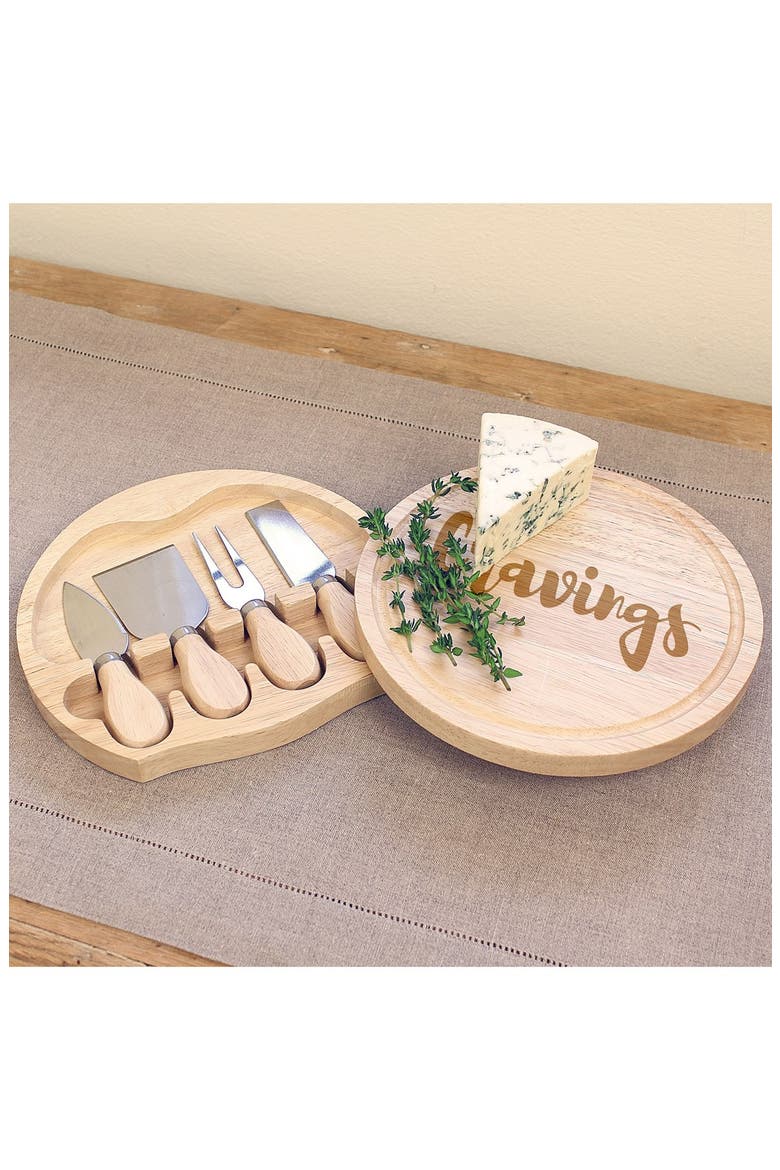 'Cravings' 5-Piece Cheese Board & Utensil Set, Main, color, BROWN