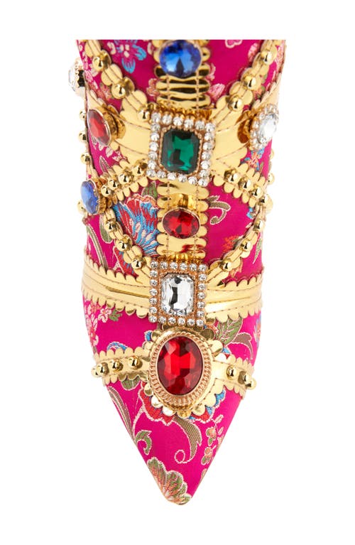 Azalea Wang Confident Embroidered Knee High Boot In Red