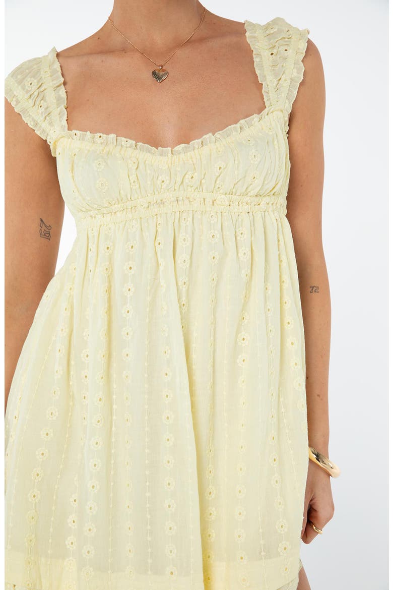 Carlita Eyelet Cotton Babydoll Minidress, Alternate, color, YELLOW