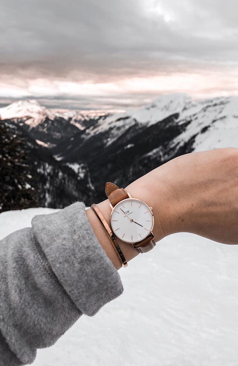 Daniel Wellington Classic St. Mawes Leather Strap Watch, 36mm, Alternate, color, Rose Gold/ Eggshell