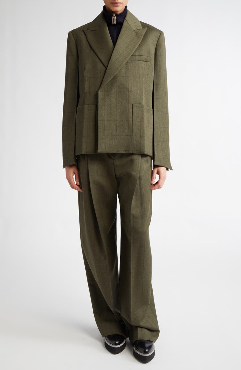 Victoria Beckham Plaid Pleated Wide Leg Trousers, Alternate, color, 