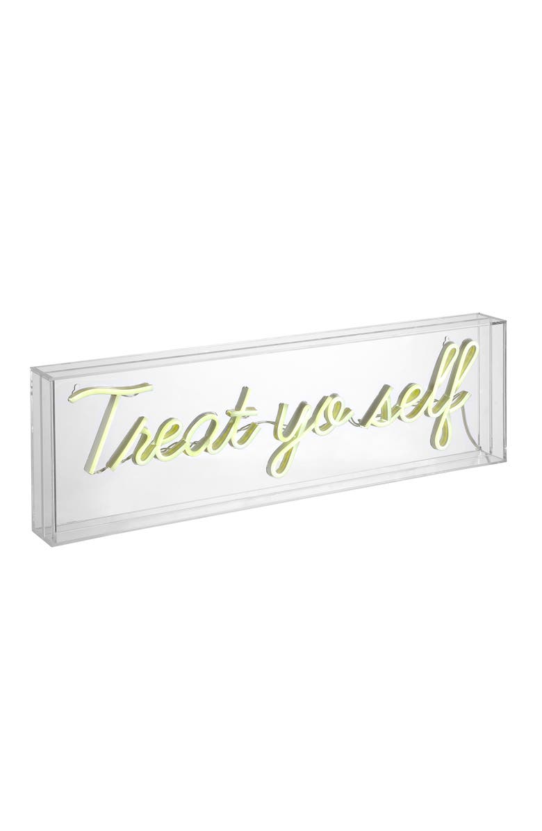 JONATHAN Y Treat Contemporary Glam Acrylic Box USB Operated LED Neon Light, Main, color, White