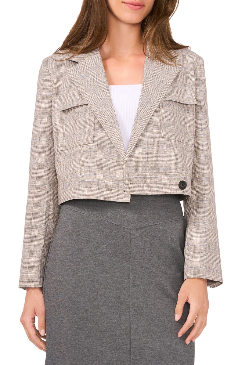 Halogen<sup>®</sup> Plaid Crossover Crop Blazer, Main, color,