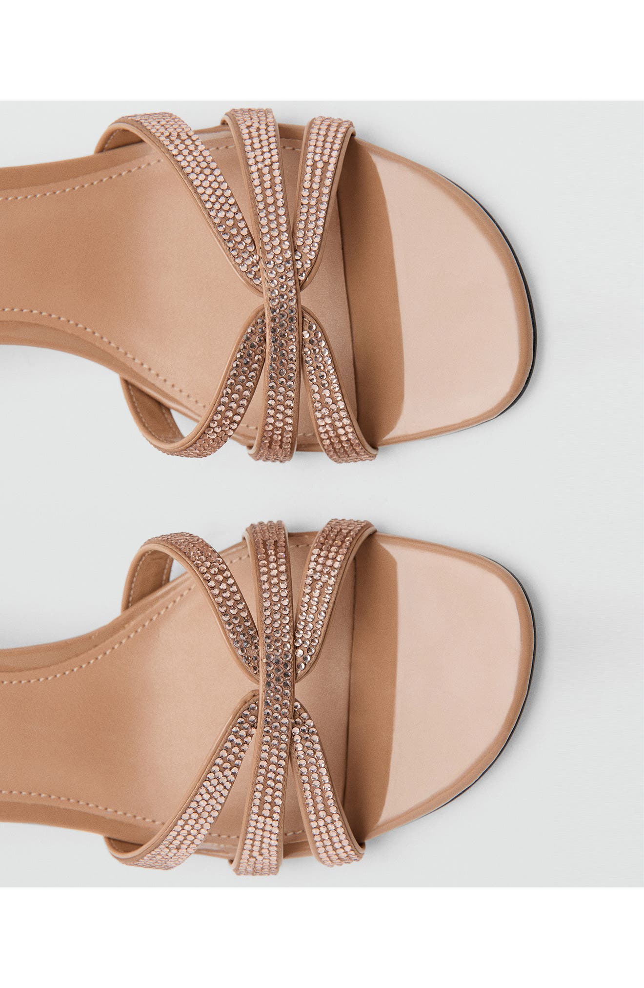 MANGO Embellished Kitten Heel Slide Sandal, Alternate, color, Beige