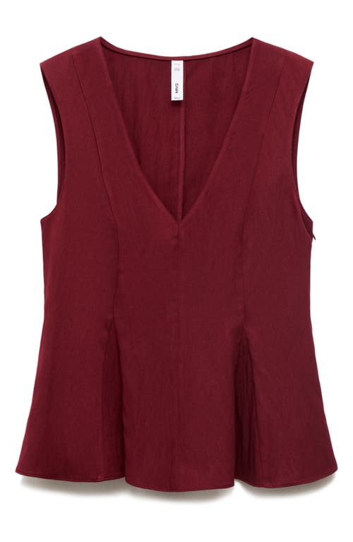 Mango Sleeveless Peplum Top In Burgundy