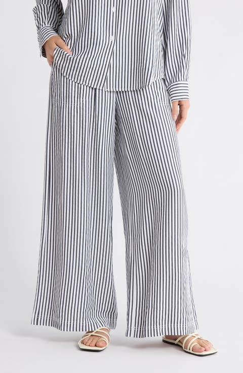 Stripe Palazzo Capri Pants
