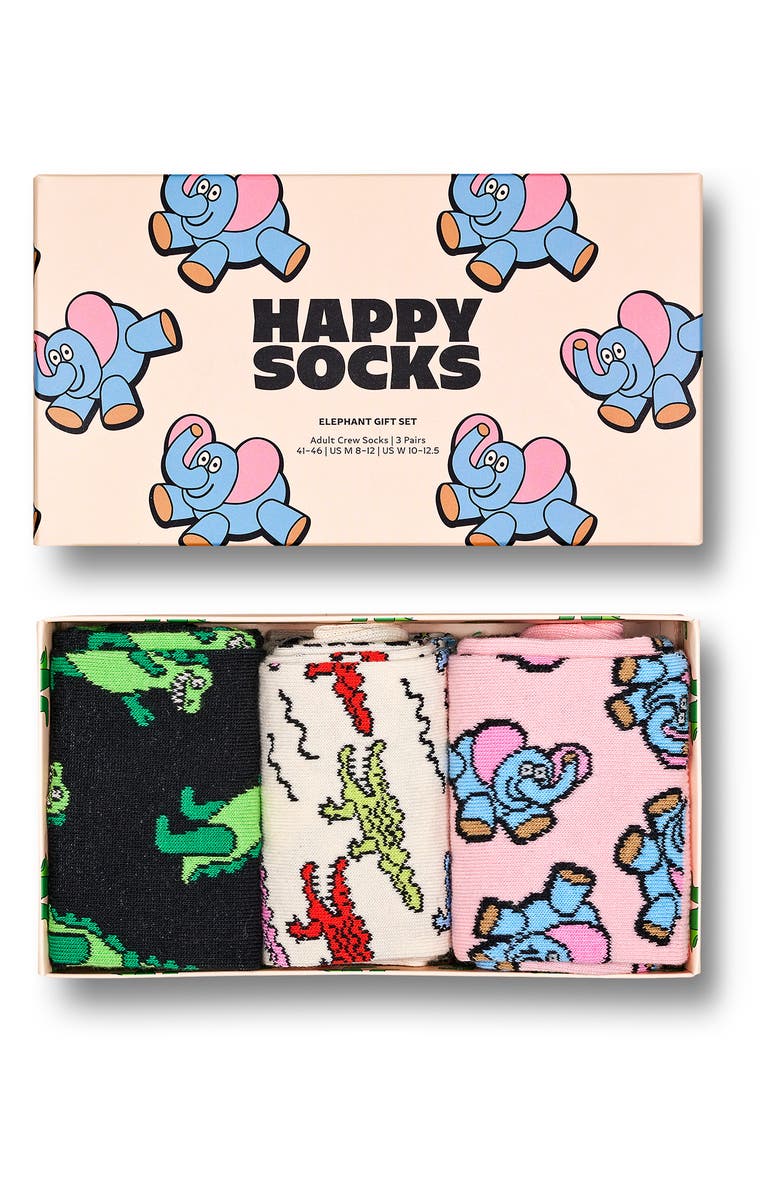 Happy Socks Assorted 3-Pack Crew Socks Gift Box, Alternate, color,