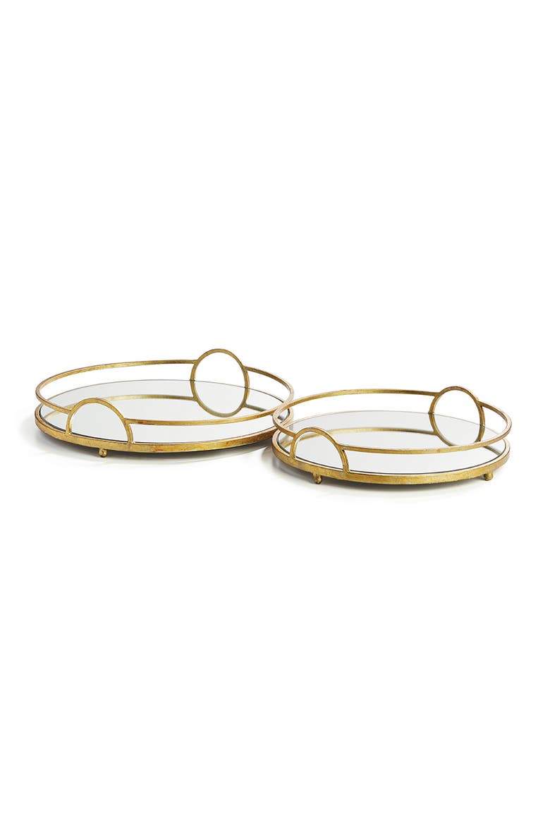 Hudson Mirrored Trays Set of 2, Main, color, Gold