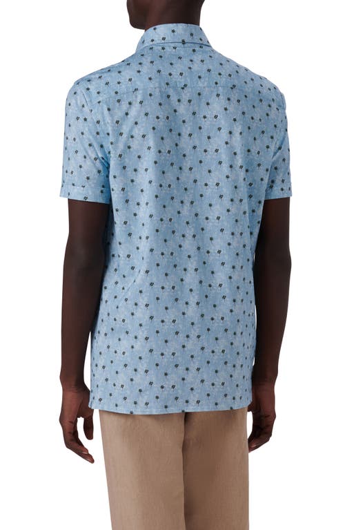 BUGATCHI BUGATCHI MILO OOOHCOTTON® PALM TREE PRINT SHORT SLEEVE BUTTON-UP SHIRT 