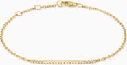 Oradina 14K Yellow Solid Gold Brooklyn Bar Diamond Bracelet