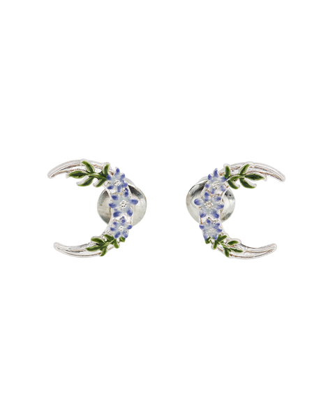 Nightshade Moon Silver Stud Earrings