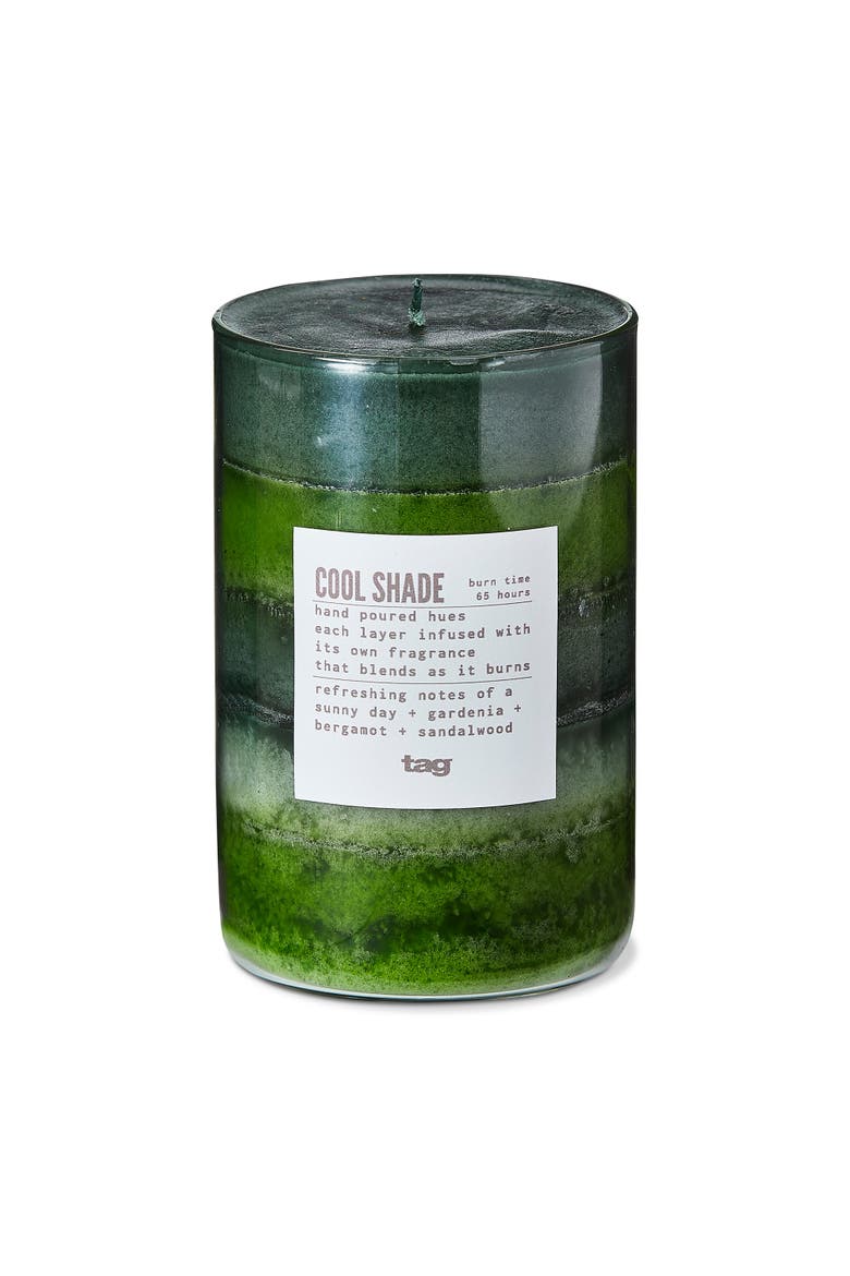 Cool Shade Scented Paraffin Wax Pillar Candle Medium Green, Main, color, Green