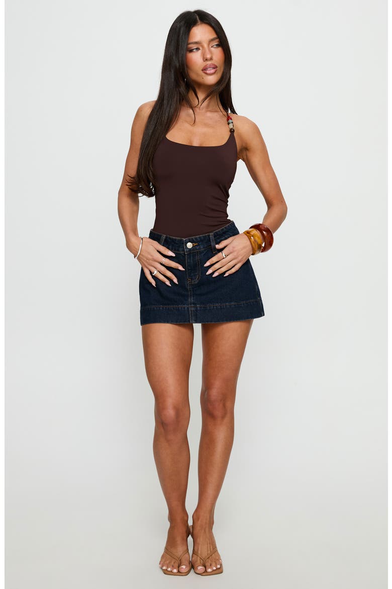 Warna Low Rise Denim Miniskirt, Alternate, color, DARK WASH