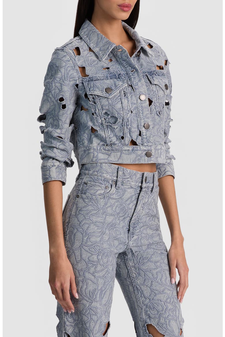 Chloe Eyelet Embroidered Denim Jacket, Alternate, color, ROCKSTAR BLUE