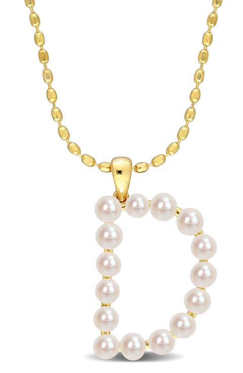 3.5-4mm Freshwater Cultured Pearl Initial Pendant Necklace