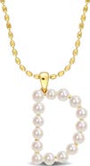DELMAR 3.5-4mm Freshwater Cultured Pearl Initial Pendant Necklace