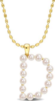 DELMAR 3.5-4mm Freshwater Cultured Pearl Initial Pendant Necklace