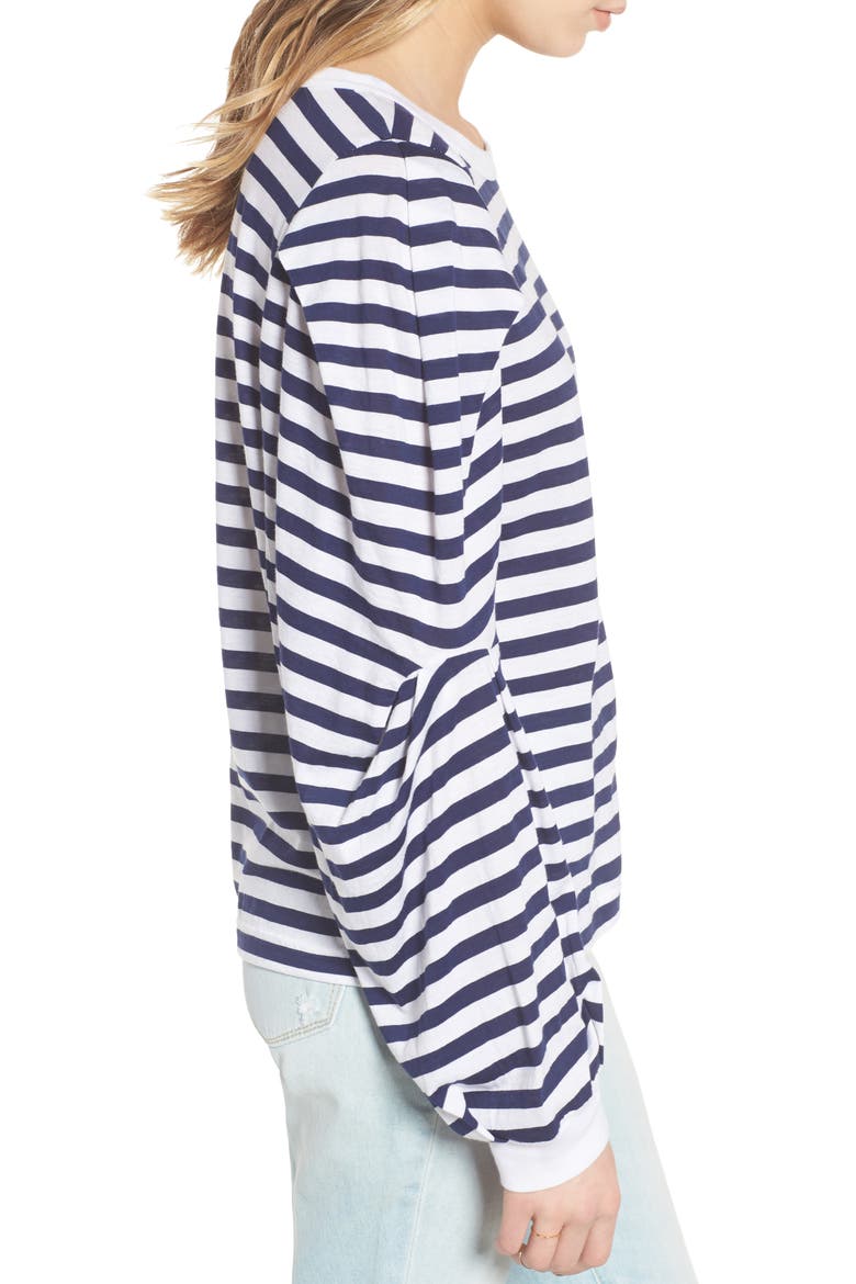 Voluminous Sleeve Tee, Alternate, color, NAVY PEACOAT UNEVEN STRIPE