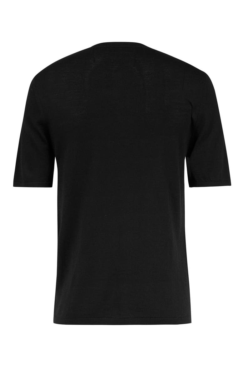 Mode Short Sleeve Merino Wool Henley, Alternate, color, BLACK