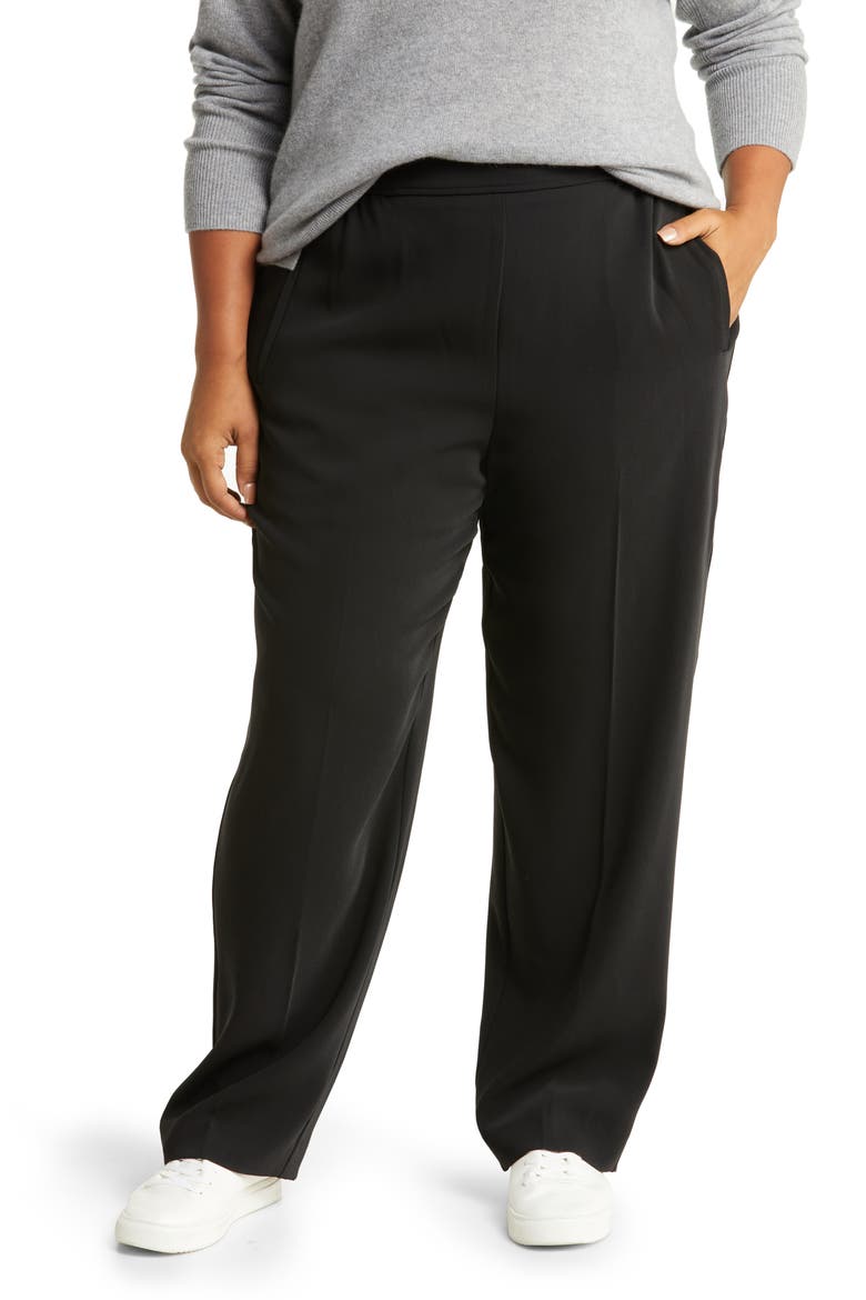 Straight Leg Pull-On Pants, Main, color, BLACK
