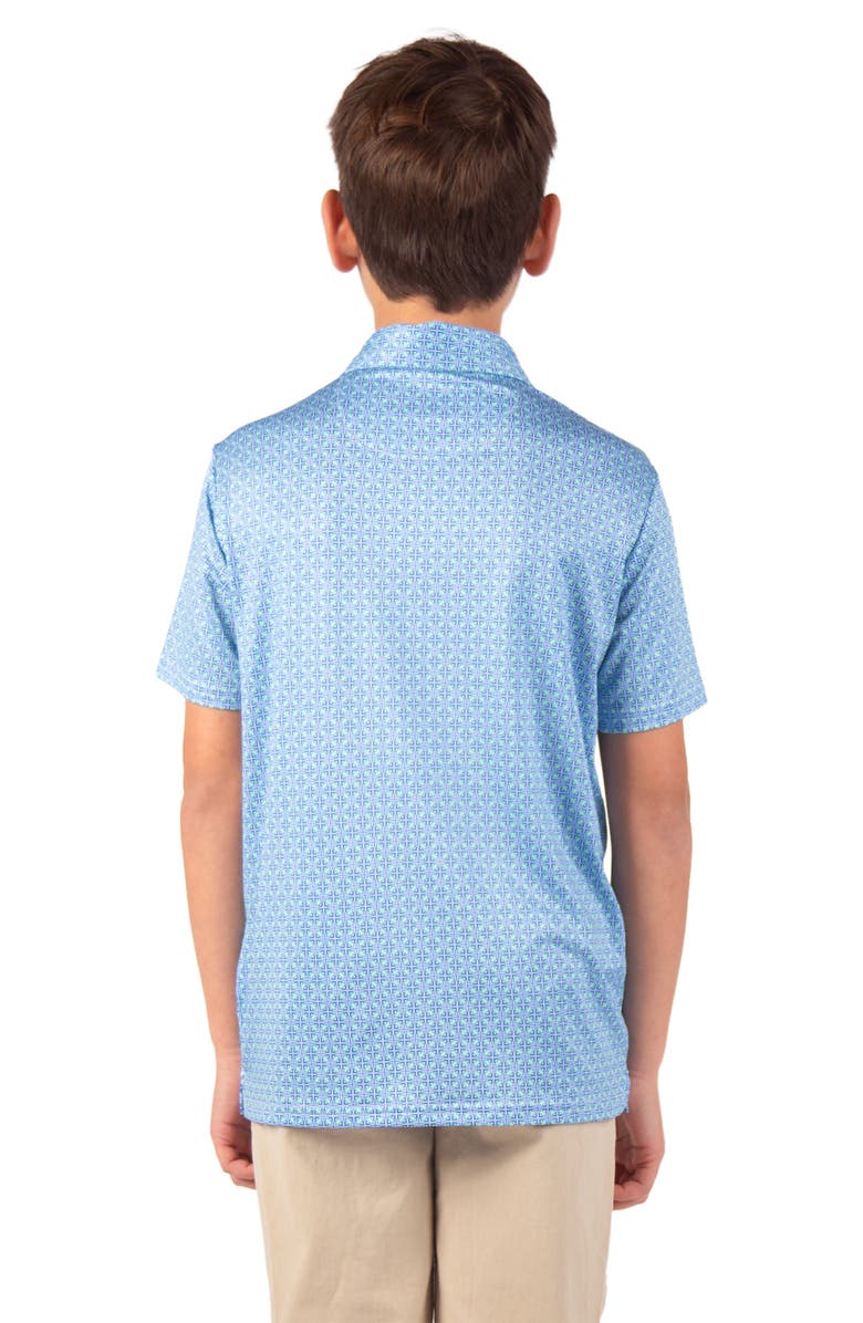 TailorByrd Kids' Abstract Geo Performance Polo, Alternate, color, Seafoam