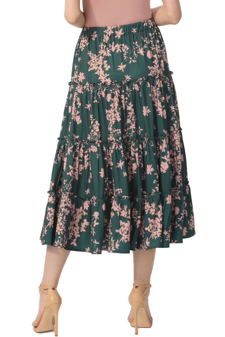 Women's Tiered Midi Skirt, Alternate, color, Forest Green