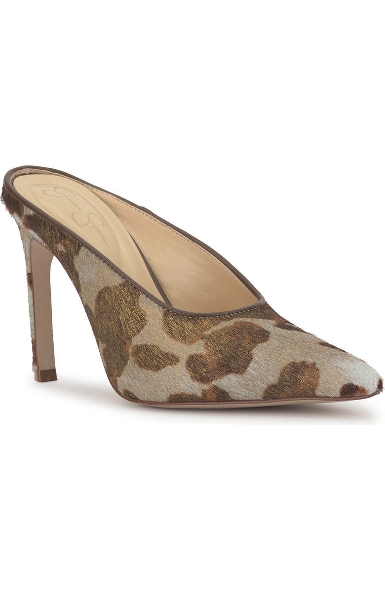 Jessica Simpson Wilix Genuine Calf Hair Pointed Toe Mule, Main, color, Beige/ Gold