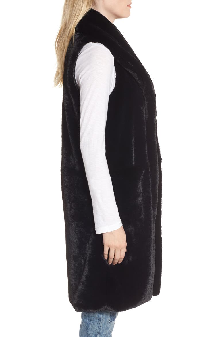 Heather Faux Mink Fur Vest, Alternate, color, BLACK