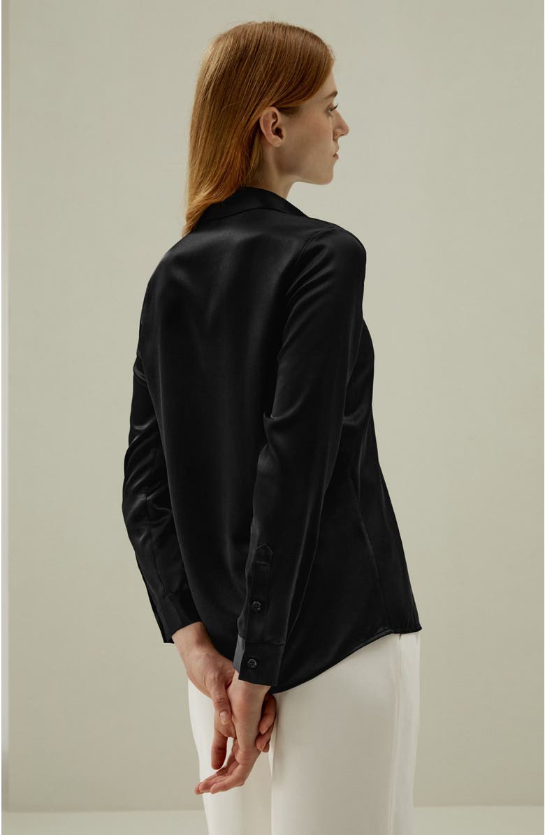 Lilysilk Basic Concealed Placket Silk Shirt, Alternate, color, Black