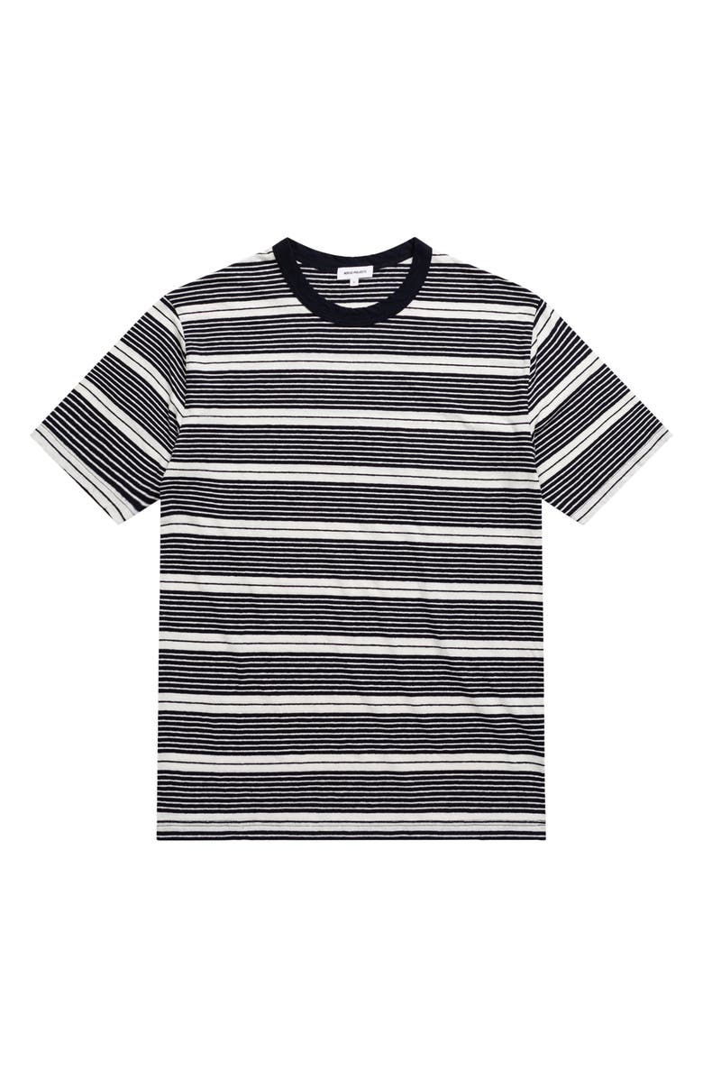 Norse Projects Johannes Stripe Cotton & Linen T-Shirt, Main, color, 
