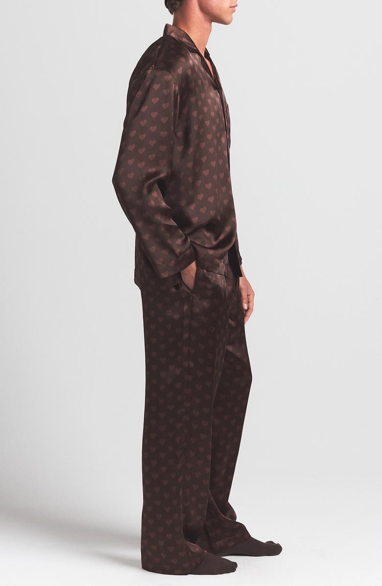 SKIMS Sleep Sateen Pajamas, Alternate, color, Cocoa Heart Halfdrop Print
