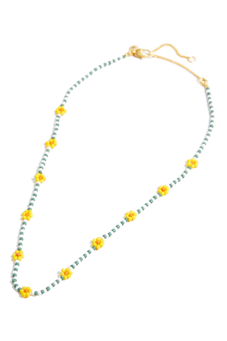 Striped Seed Bead Daisy Choker Necklace, Main, color, HEATHER CAMOUFLAGE