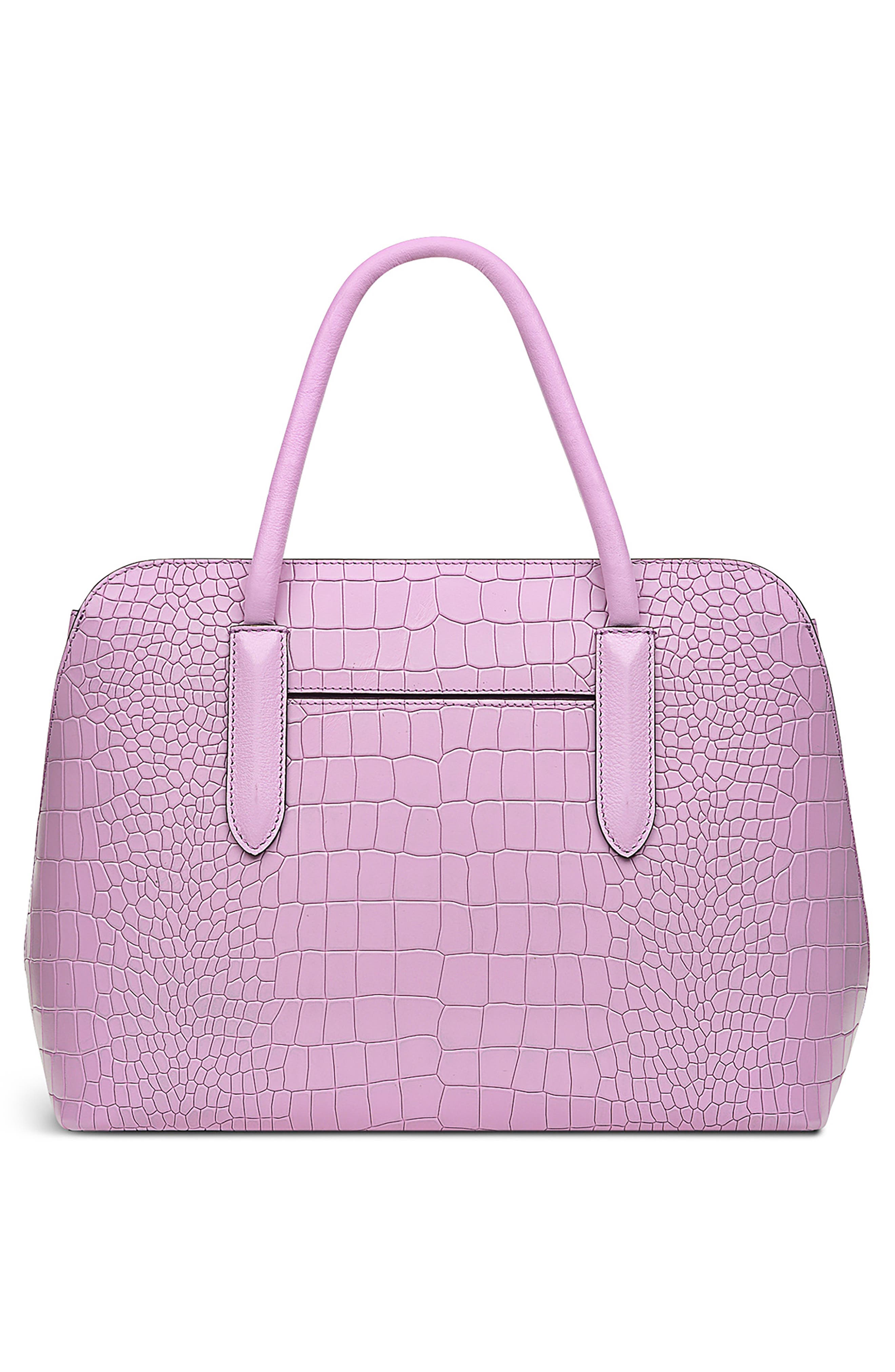 Radley Liverpool Street 2.0 Medium Croc Embossed Crossbody Bag, Alternate, color, Sugar Pink