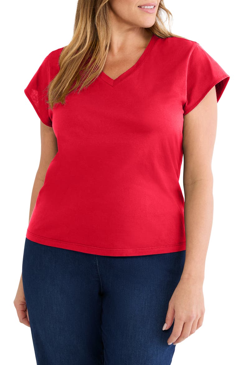 Cap Sleeve Cotton T-Shirt, Main, color, TRUE RED