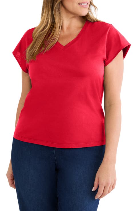 Cap Sleeve Cotton T-Shirt (Plus)