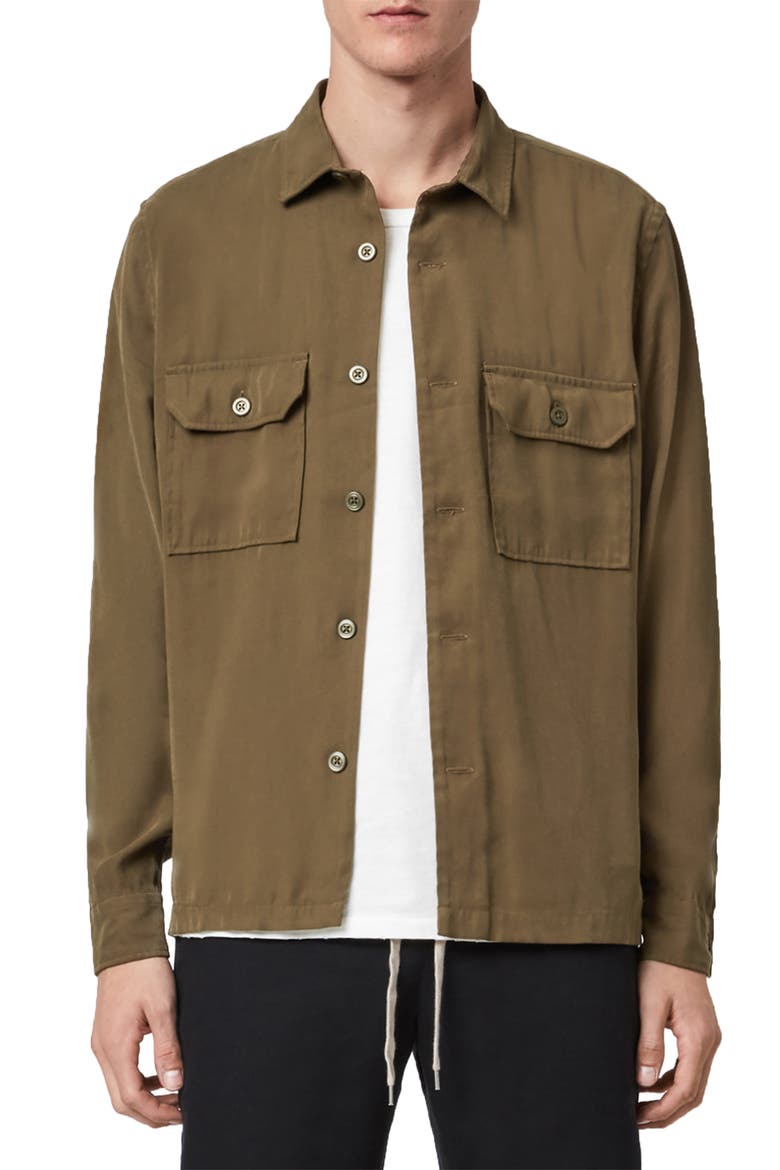 Brevet Button-Up Overshirt, Main, color, KHAKI GREEN