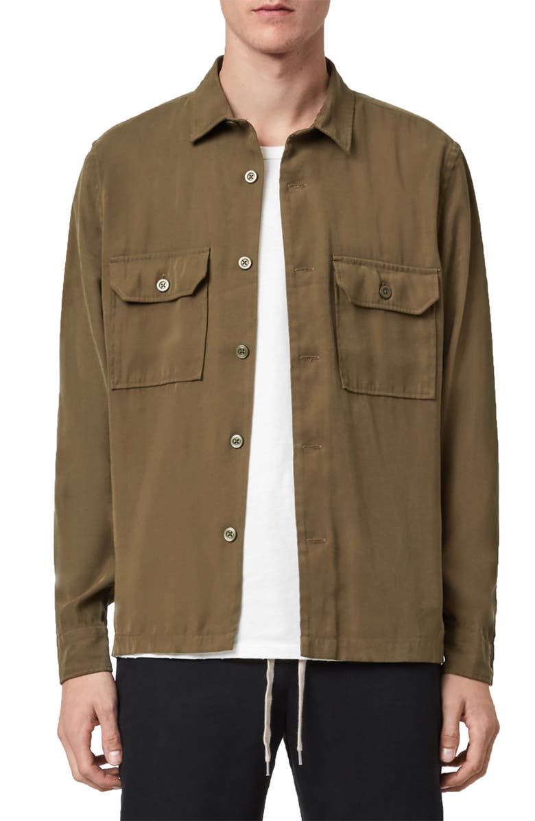 AllSaints Brevet Button-Up Overshirt, Main, color, 
